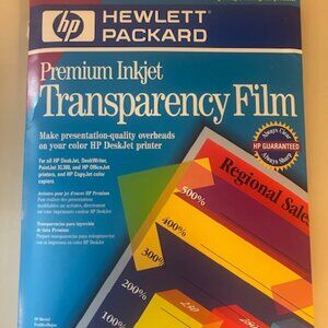 Hewlett Packard Premium Inkjet Transparency Film, 8.5"x11", 45 sheets